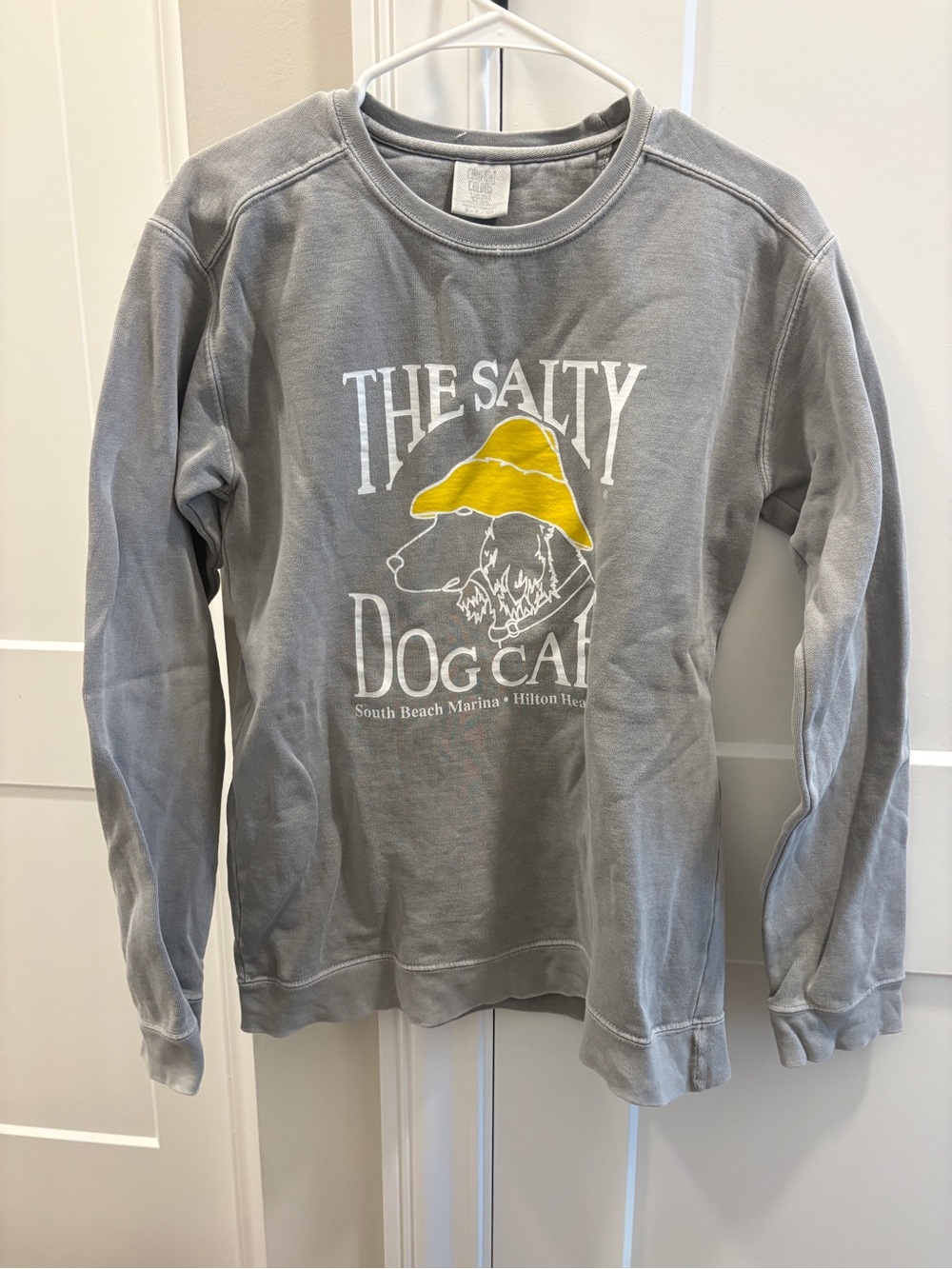 Comfort Colors Gray Graphic Pullover Sweatshirt with Yellow Accent